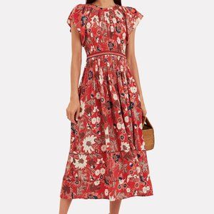 Ulla Johnson Lottie pleated floral-print cotton-blend midi dress